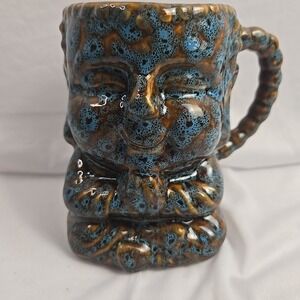 Happy Baby Buddha Speckled Blue Glazed Ceramic Coffee Tea Handle Mug G 005